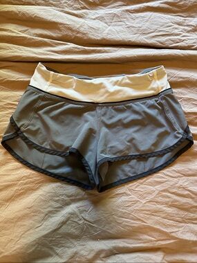 lululemon athletica charcoal Speed Shorts with Striped Waistband